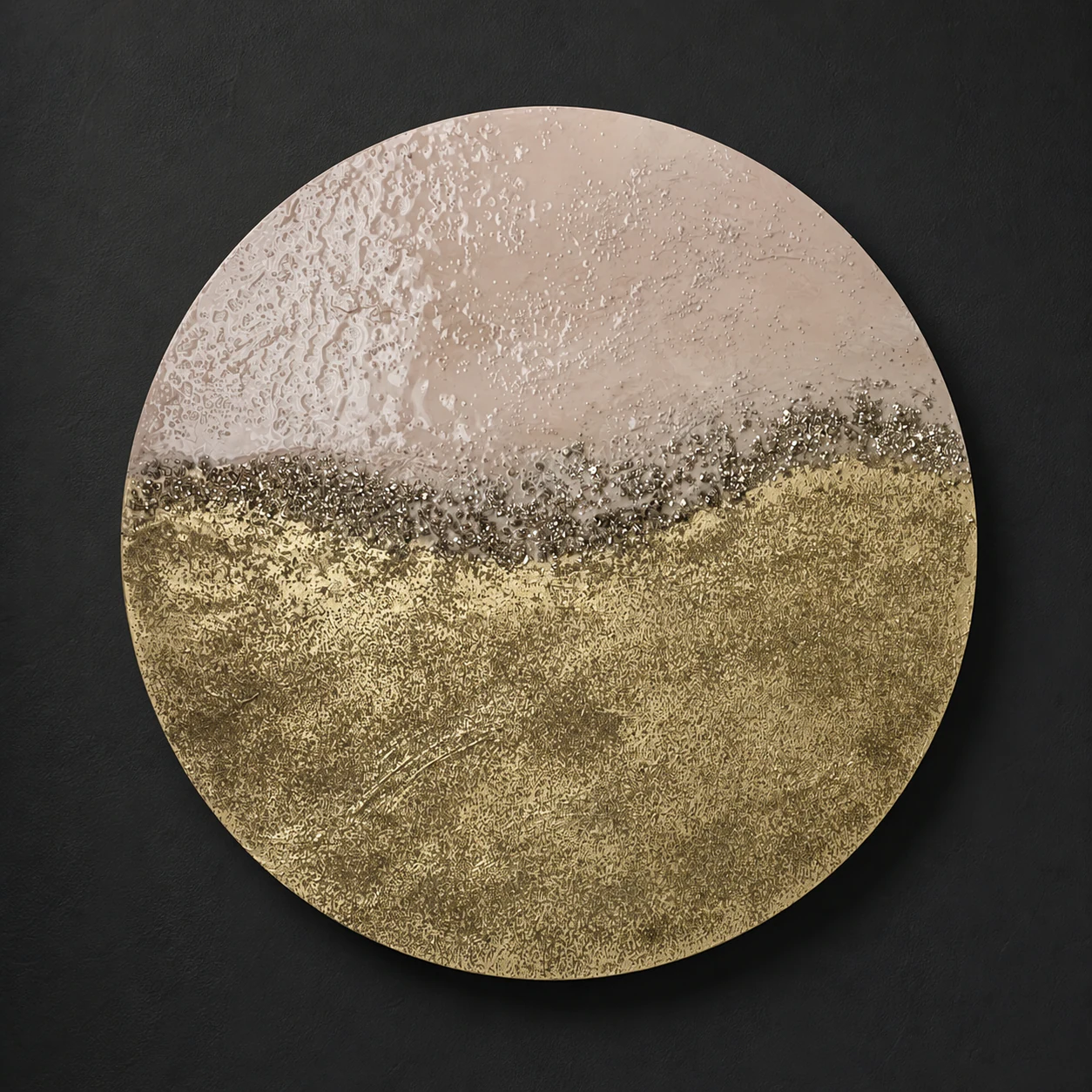 Gilded Horizon, круглая золотая картина